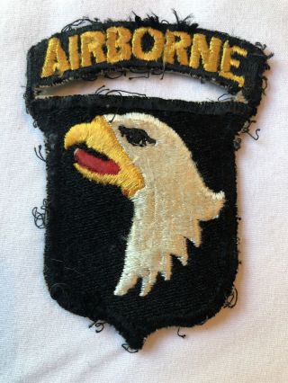 Wwii Us Army 101st Airborne Division Shoulder Patch & Tab Screaming Eagle