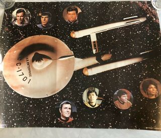Vintage Poster Star Trek Enterprise Crew Kirk 1970’s Langley Paramount