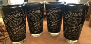Set Of 4 Jack Daniels Old No 7 Tennessee Whiskey Pint Glass Birthday