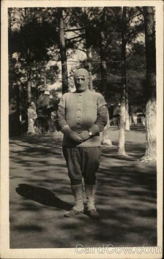 Wwi Rppc Us Soldier In Knitted Winter Gear Velox Real Photo Post Card Vintage