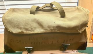 U.  S.  Army Ww Ii Signal Corps Canvas Bg - 44 Linemen Tool Bag Good