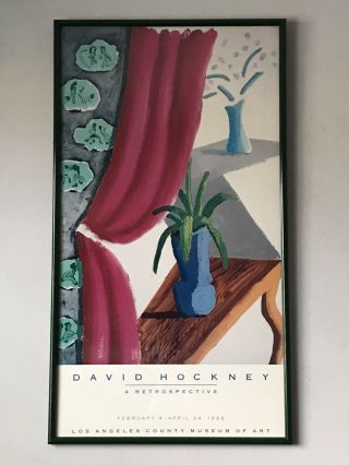 David Hockney Exhibition Lithograph Poster 1988 Modern Pop Art Vintage