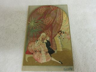 Chiostri Artist Signed Postcard Art Deco Couple At Dance