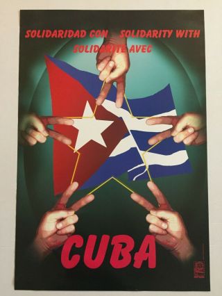 Political Poster Ospaaal Solidarity With The Five.  Cuba Art.  Cuban Flag