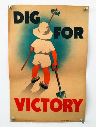 Poster Mary Tunbridge Dig For Victory Wwii / World War 2 Ca.  1943