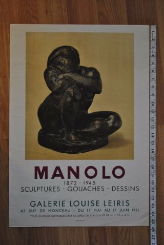 1961 Manolo Art Gallery Lithograph Galerie Louise Leiris France Picasso