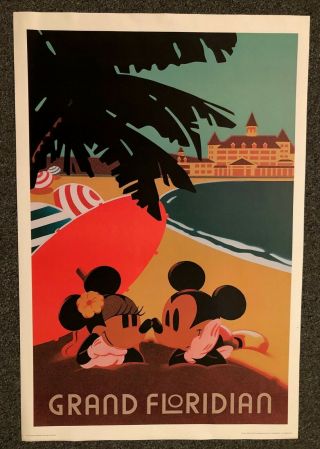 Vintage Mickey & Minnie Disney Grand Floridian Poster - / Rare