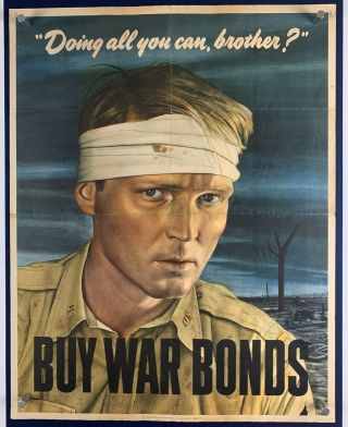 Doing All You Can Brother World War 2 Poster (verygood) 1943 22x28 Wwii 26f
