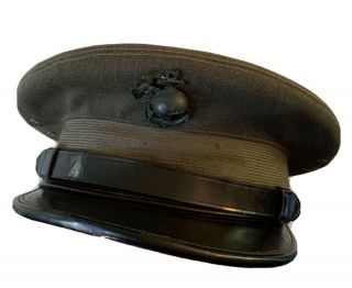 Ww2 Usmc Us Marine Corps Enlisted Forest Green Dress Visor Cap Hat
