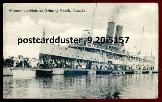 5157 - Grimsby Beach Ontario Postcard 1910s Steamer Turbinia