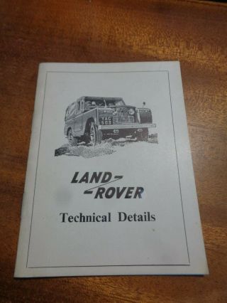 Land Rover 1962 Technical Details Booklet