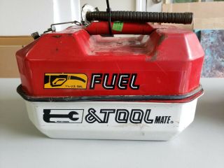 Vintage Blitz Fuel & Tool Mate Usmc Metal 1 1/2 Gallon Gas Can And Tool Box