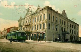 Texas,  Tx,  Sherman,  Binkley Hotel 1910 Postcard