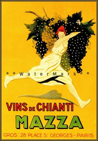 Mazza 1950 Vins De Chianti Vintage Poster Print Wine Art Advertising