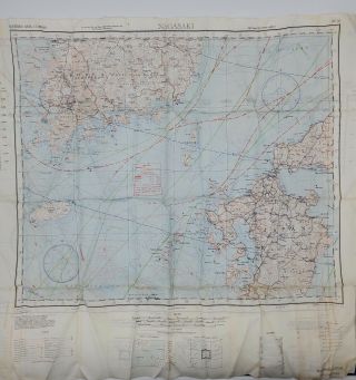 1944 Us Army Issue Double - Sided Silk Escape Map Of Nagasaki & Kagoshima Japan