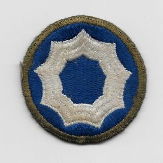 Ww2 9th Service Command Patch - Harder To Find Od Border,  Ribbed - Us Army