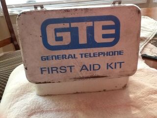 Gte General Telephone Vintage First Aid Kit - Metal Box With Contents