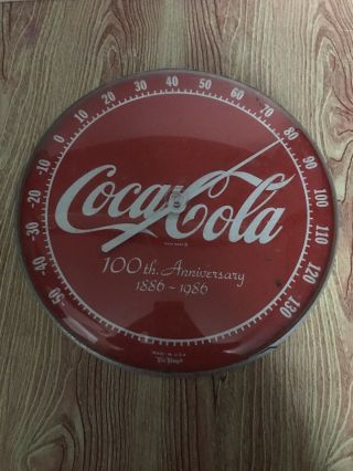 Vintage Coke Thermometer 100 Anniversary 1886 - 1986 Tru Temp -