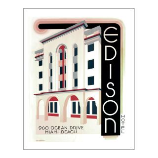 Vintage - Art Deco Poster - Edison Hotel - Woody Vondracek - Over 30 Years Old