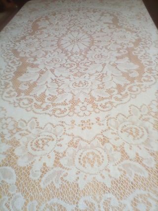 Lovely Vintage Ivory Lace Tablecloth.  70 X 84 "
