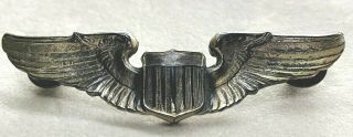 Wwii Sterling Us Army Air Corp Pilot Wings 3 " Double Clutch Back A.  E.  Co Utica Ny
