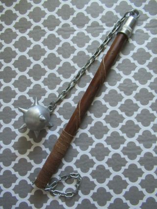 Medieval Spiked Ball With Chain Wood Handle Mace Flail Morningstar Gladiator