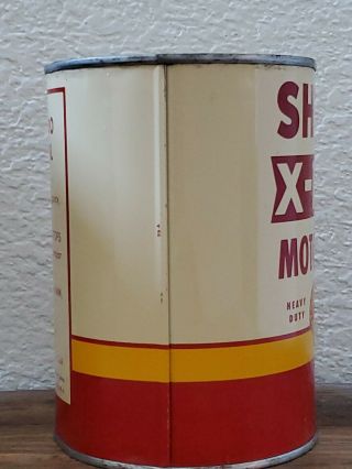 Vintage SHELL X - 100 Motor Oil Can.  Metal Can.  1 US Quart.  SAE 30W 3
