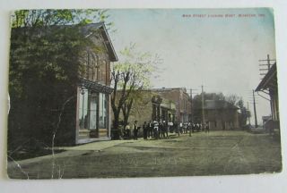 Antique 1912 Wanatah Indiana Postcard Main Street Scene