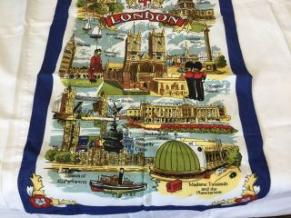2 Vintage Kitchen Tea Towels London Linen Blend Castle Westminster Abby Big Ben 2