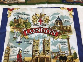 2 Vintage Kitchen Tea Towels London Linen Blend Castle Westminster Abby Big Ben 3