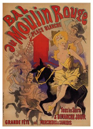 Print Poster For Your Glass Frame 36 " X 24 " Vintage Moulin Rouge Painting Art