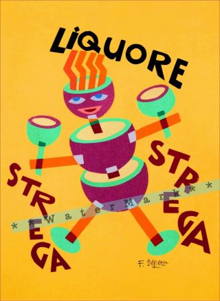 Liquore Strega 1928 Italian Drinks Vintage Poster Print Retro Style Wall Art