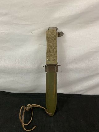 WWII US M3 Fighting Knife Guard Marked USM3 Imperial With USM8A1 Scabbard WW2 2