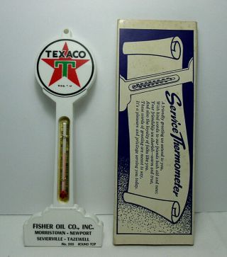 Vintage Texaco Pole Adv Thermometer Fisher Oil Co.  Tn Tenn W/ Box