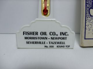 Vintage Texaco Pole ADV Thermometer Fisher Oil Co.  TN Tenn w/ Box 2