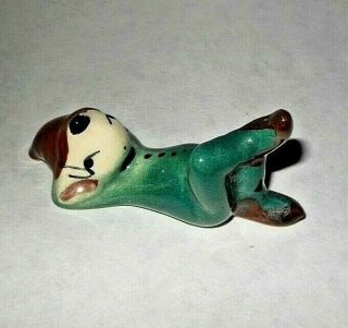 Mid Century Vintage Hand Painted Teal/hunter Green Lounging Pixie Elf Figurine