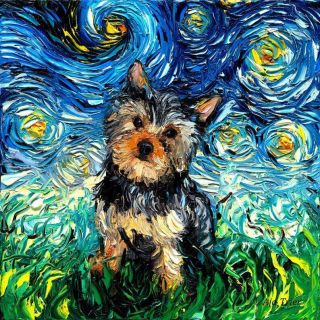 Yorkie Wall Art Print Dog Starry Night Van Gogh Decor By Aja