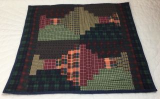 Patchwork Country Quilt Wall Hanging,  Log Cabin,  Plaids,  Checks,  Vivid Colors