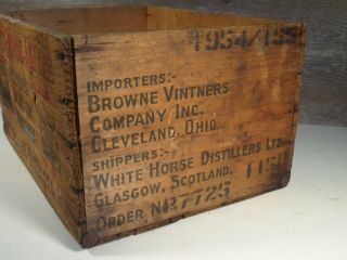 Vintage 1954 Scotland White Horse Cellar Scotch Whisky Wooden Crate Cleveland Oh 2