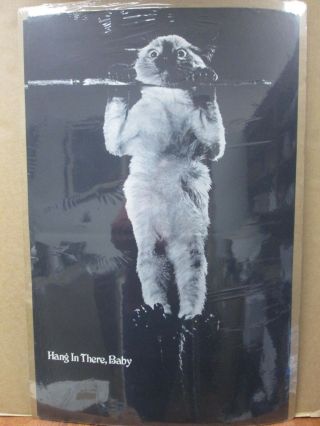 Vintage Black And White Poster Hang In There,  Baby 1970 