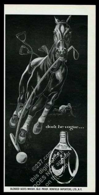1953 Haig & Haig Scotch Whisky Polo Pony Horse Art Vintage Print Ad
