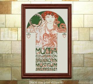 Alphonse Mucha 1921 Brooklyn Exhib.  Poster Print [6 Sizes,  Matte,  Glossy Avail]