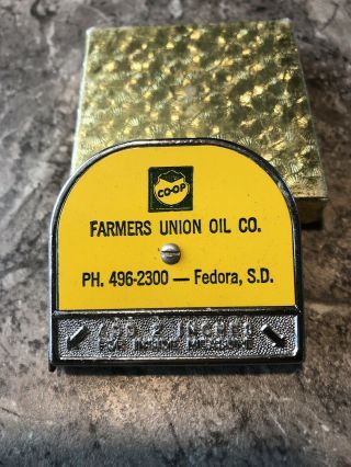 Vintage Farmers Union Oil Co Fedora South Dakota Tape Measure Nos Gas