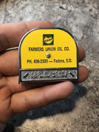 Vintage Farmers Union Oil Co Fedora South Dakota Tape Measure Nos Gas 2