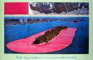 Javacheff Christo Surrounded Islands (1982) 25 " X 39 " Poster 1983 Contemporary
