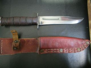 Ww 2 Vintage Usn Mk 2 Kabar Fighting Knife W/ Leather Sheath
