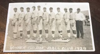 Vintage 1929 Rppc - South Dakota Baseball Team Picture Postcard
