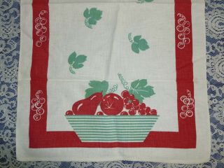 Vintage Kitchen Towel Linen - Mid Century Fruit Bowl Kitchen Hand Towel Splasher