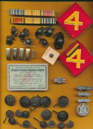 Ww2 Usmc 4th Division 2nd Lt Ribbon Bars,  I.  D. ,  Ega 