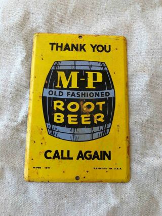 Old M - P Old Fashioned Root Beer Soda Thank You Call Again Tin Door Push Plate